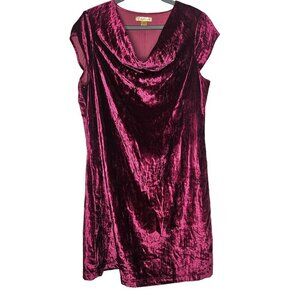 April Cornell Velvet Velour Sleeveless Magenta Dress‎ M Boho Cowl Neck Holiday